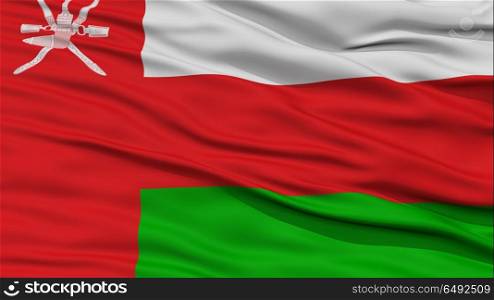 Closeup Oman Flag, Waving in the Wind, High Resolution