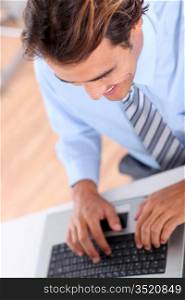 Closeup on businessman typing on keyboard