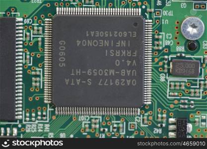 Closeup on electronic board, macro detail