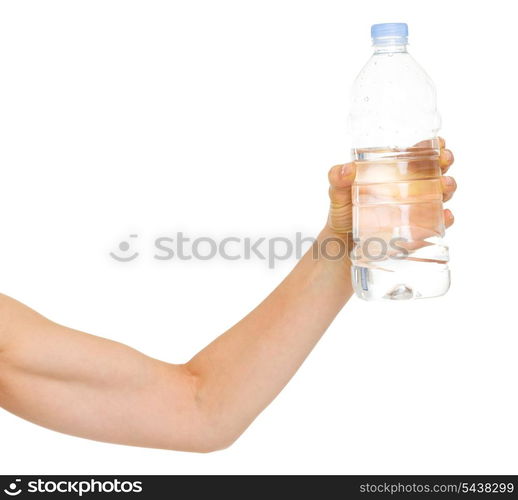 Closeup on female hands with bottle of water