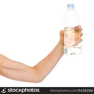 Closeup on female hands with bottle of water