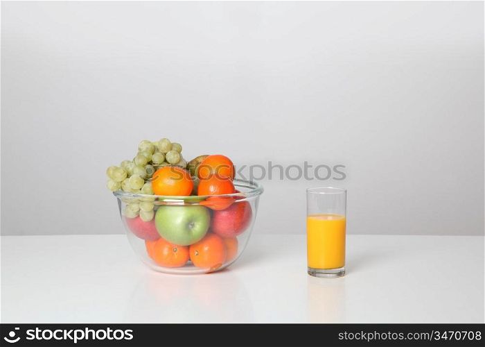 Closeup on fruits and fruit juice