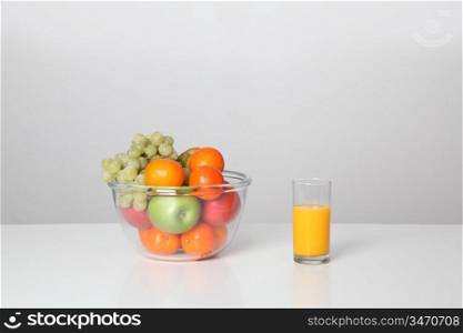 Closeup on fruits and fruit juice
