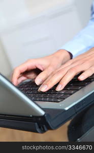 Closeup on laptop computer keyboard