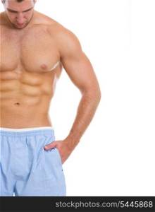 Closeup on man with great abdominal muscles