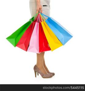 Closeup on shopping bags in woman hand