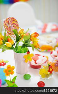 Closeup on table decorated for celebration