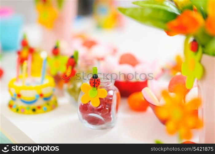 Closeup on table decorated for celebration