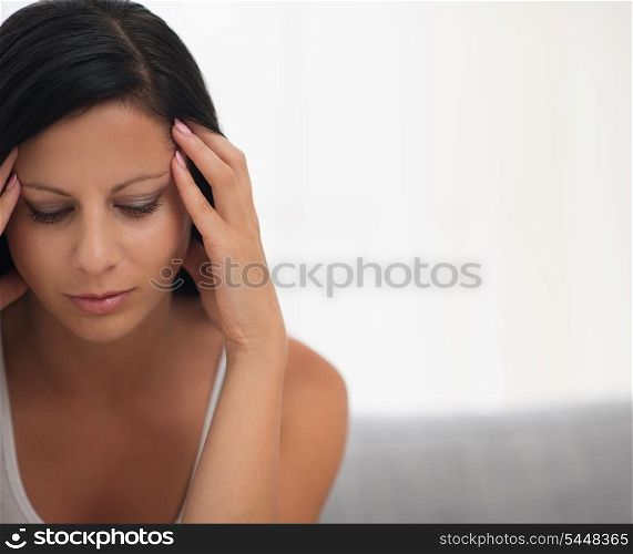 Closeup on thoughtful young woman