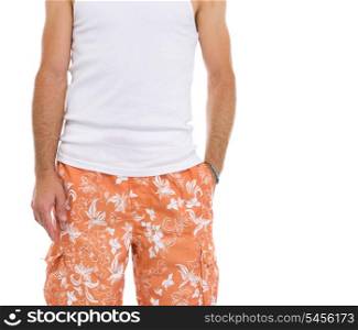 Closeup on young man in shorts