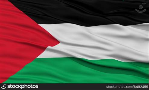 Closeup Palestine Flag, Waving in the Wind, 3D Rendering