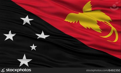 Closeup Papua New Guinea Flag, Waving in the Wind, High Resolution