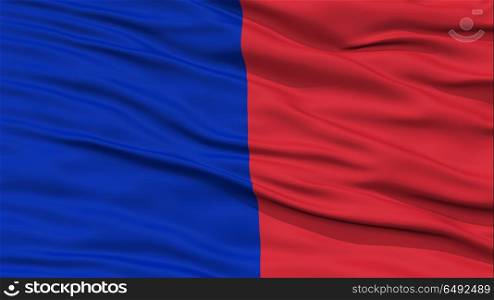 Closeup Paris City Flag, Capital City of France, Waving in the Wind