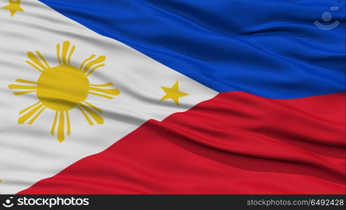 Closeup Philippines Flag, Waving in the Wind, High Resolution