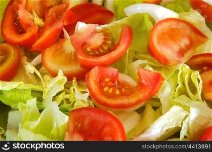 Closeup photo of a delicious salad with lettuce