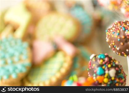 Closeup photo of colorful cake pops