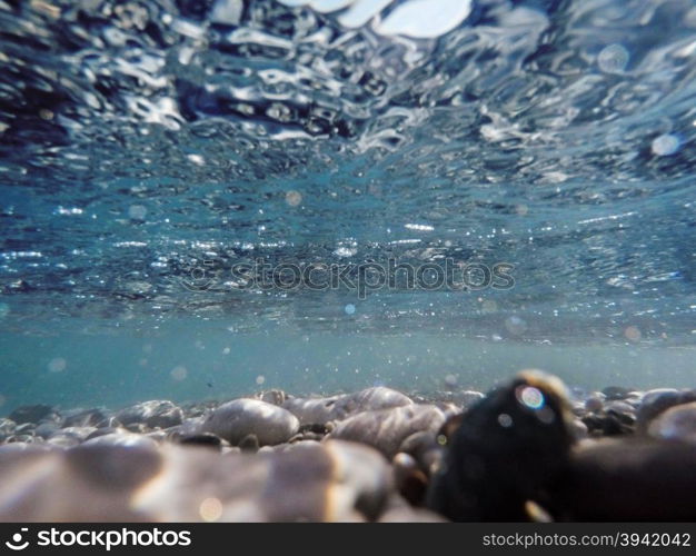 Closeup photograph of Waves coming over camera