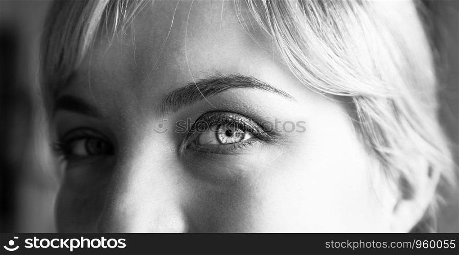 Closeup picture of beautiful rouged eyes, make-up