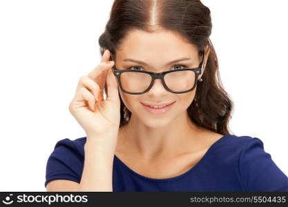 closeup picture of lovely woman in spectacles