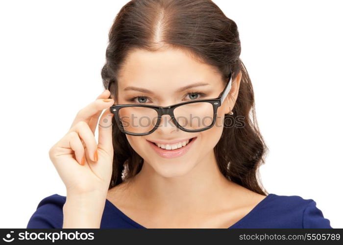 closeup picture of lovely woman in spectacles