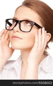 closeup picture of lovely woman in spectacles&#xA;