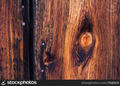 Closeup picture of old rustic wood, knothole