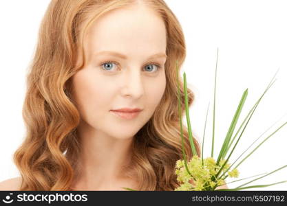 closeup picture of woman with green sprout&#xA;