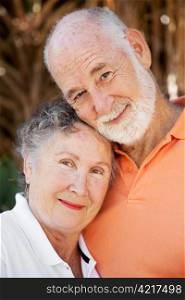 Closeup portrait of a beautiful senior couple in love.