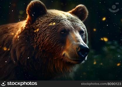Closeup portrait of a european brown bear. Neural network AI generated art. Closeup portrait of a european brown bear. Neural network AI generated