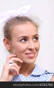 Closeup portrait of a happy young woman