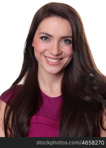 Closeup portrait of a happy young woman smiling