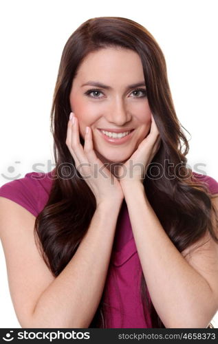 Closeup portrait of a happy young woman smiling