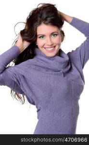 Closeup portrait of a happy young woman smiling