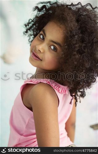 Closeup portrait of a little cute child