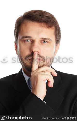 Closeup portrait of a pensive mature businessman
