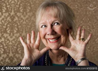 Closeup Portrait of an Eccentric Senior Lady