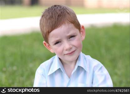 Closeup portrait of beautiful little boy