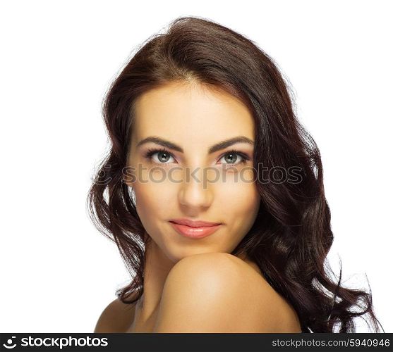 Closeup portrait of healthy girl isolated
