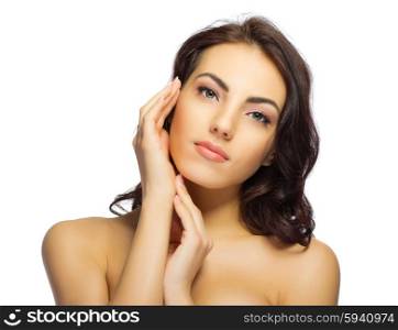 Closeup portrait of healthy girl isolated