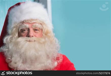 Closeup portrait of Santa Claus with lots of copyspace