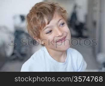 closeup portrait of small boy