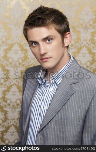 Closeup portrait of young man in studio