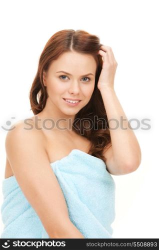closeup portrait picture of beautiful woman in towel&#xA;