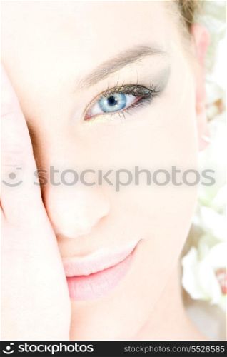 closeup portrait picture of lovely blue-eyed woman