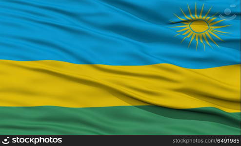 Closeup Rwanda Flag, Waving in the Wind, High Resolution