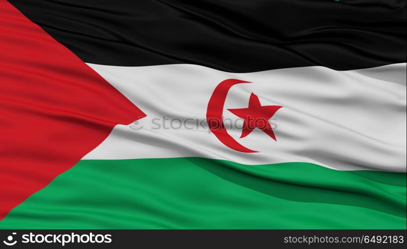 Closeup Sahrawi Arab Democratic Republic Flag, Waving in the Wind, High Resolution