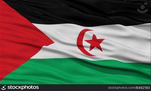 Closeup Sahrawi Arab Democratic Republic Flag, Waving in the Wind, High Resolution