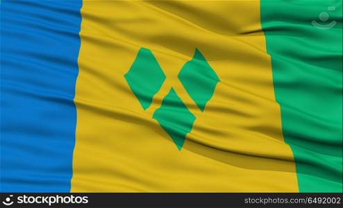 Closeup Saint Vincent and Grenadines Flag, Waving in the Wind, High Resolution