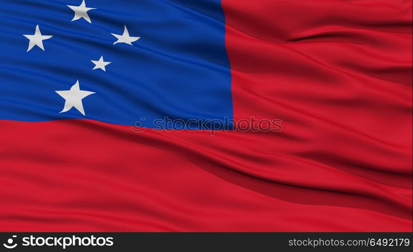 Closeup Samoa Flag, Waving in the Wind, High Resolution