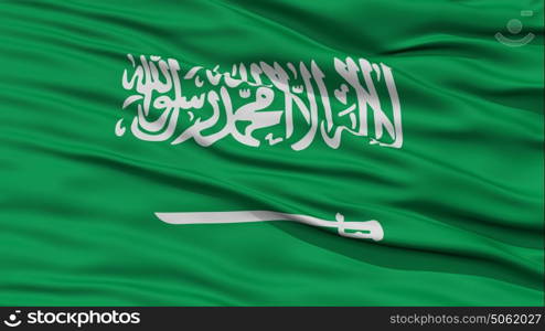 Closeup Saudi Arabia Flag. Closeup Saudi Arabia Flag, Waving in the Wind, High Resolution